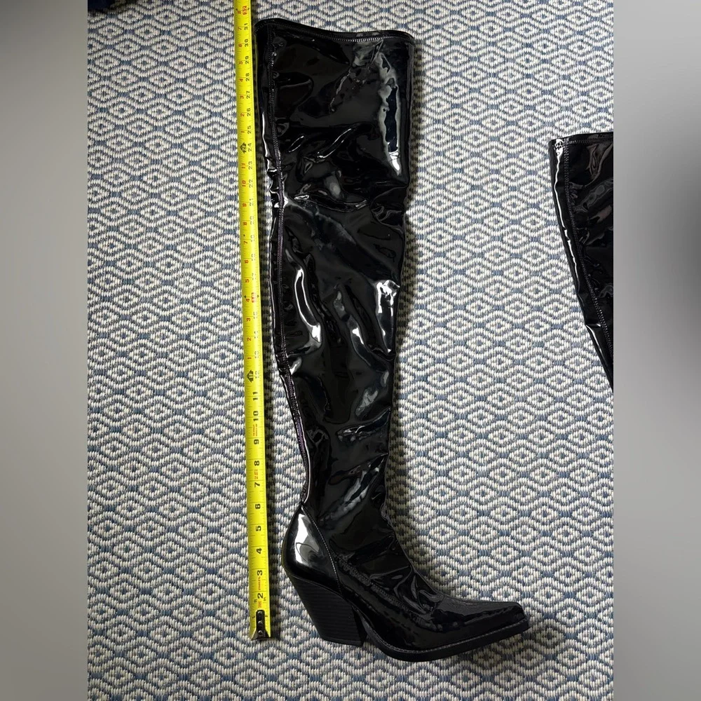 ZARA OVER THE KNEE LATEX WESTERN BOOTS! (Giuseppe Zanotti inspired)